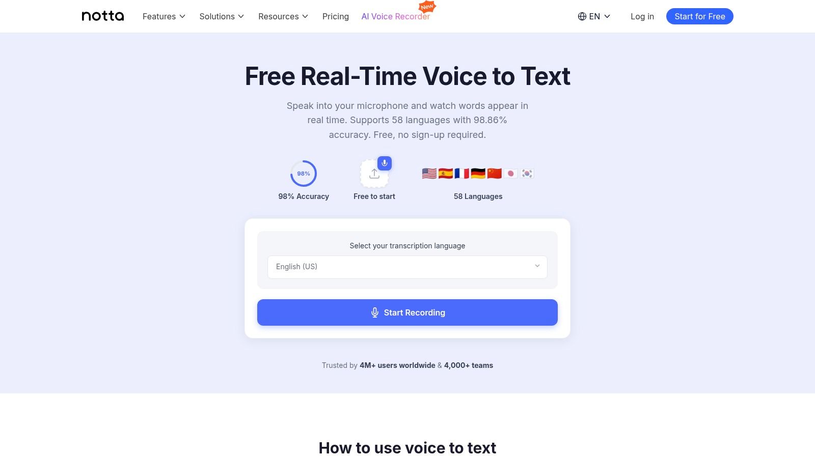 Notta – Free Voice to Text