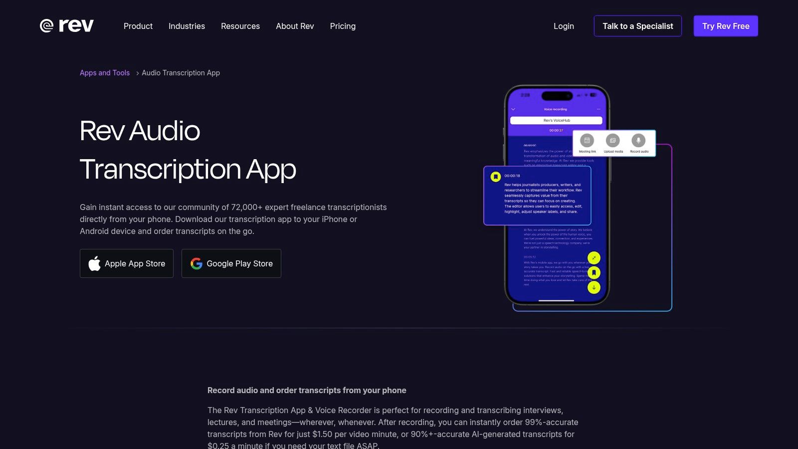 Rev Voice Recorder + Transcription